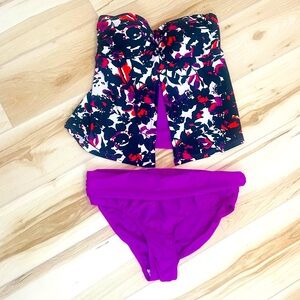 Jones New York  Women’s Two Piece Swimsuit Tankini Floral Size 10 Strapless